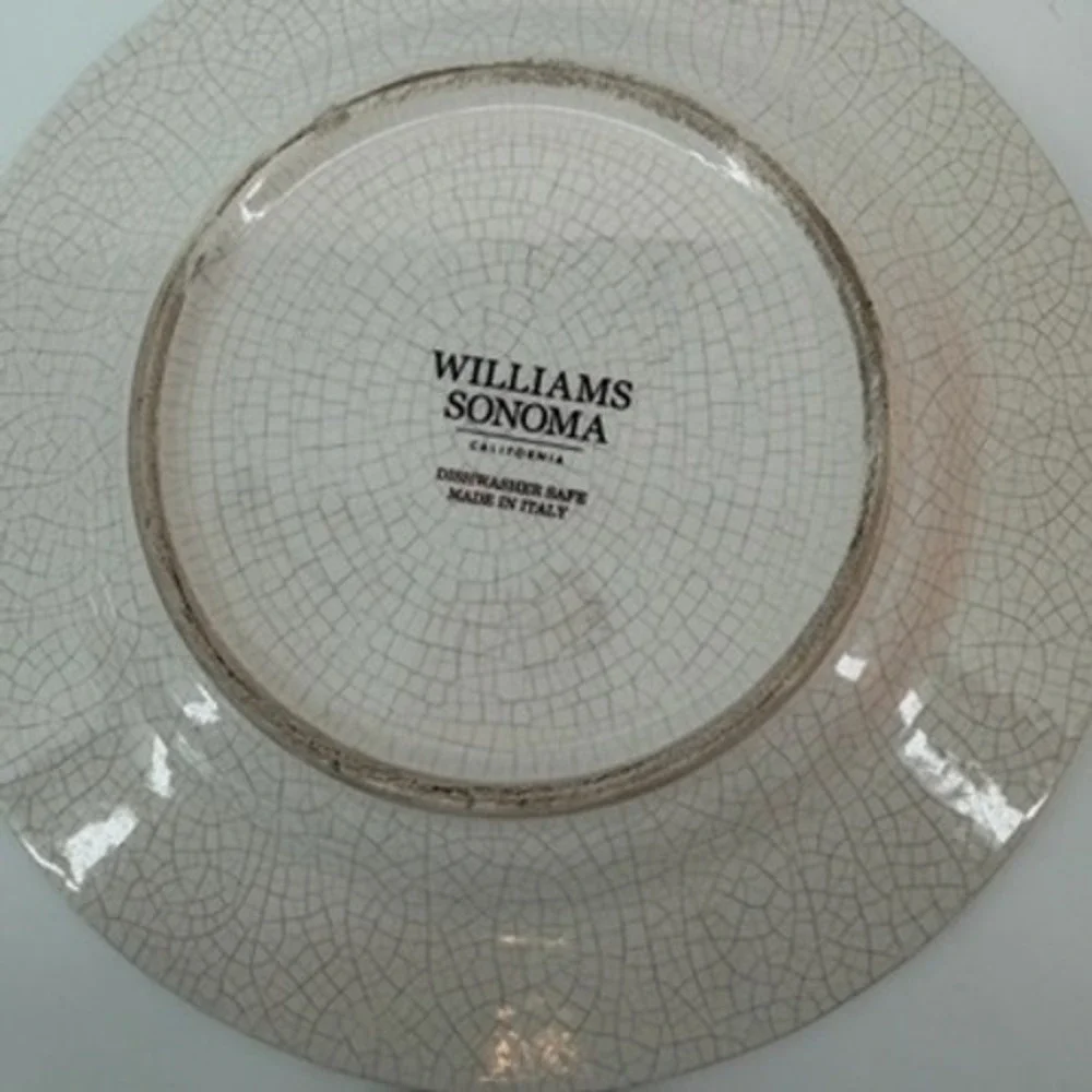 4 Williams Sonoma Crackle Glaze‎ Salad Plates Cream Made in Italy Rustic 9